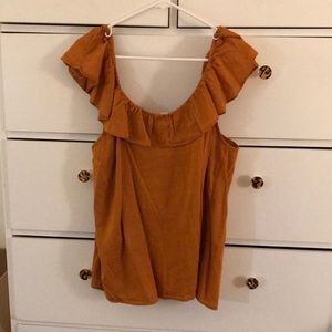 Off the shoulder mustard top